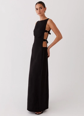 Cherish You Buckle Maxi Dress - Shadow Ruffle Detail Relaxed Waistband