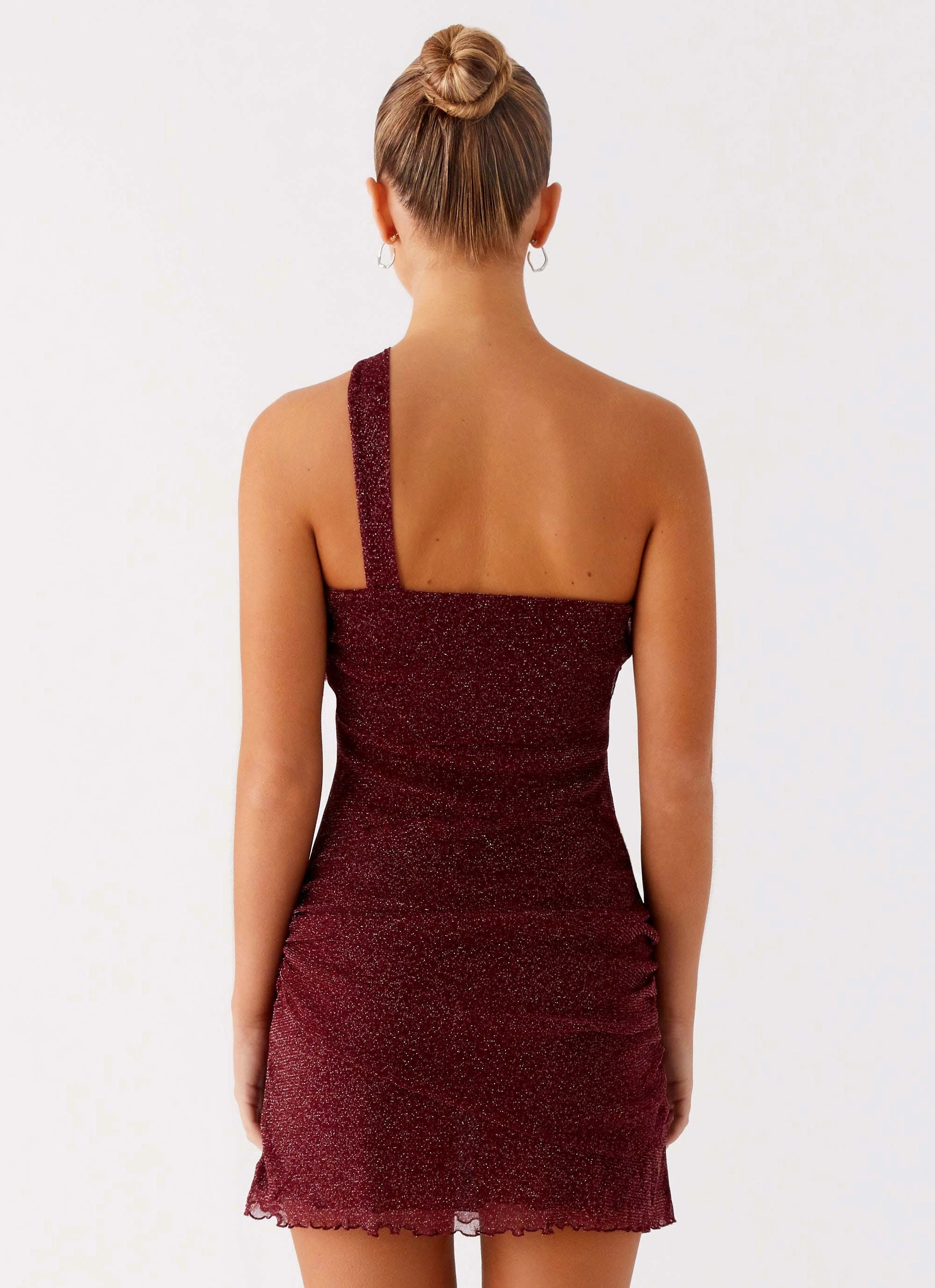 Misty Mesh Mini Dress - Maroon Daily Style Wrap-Style