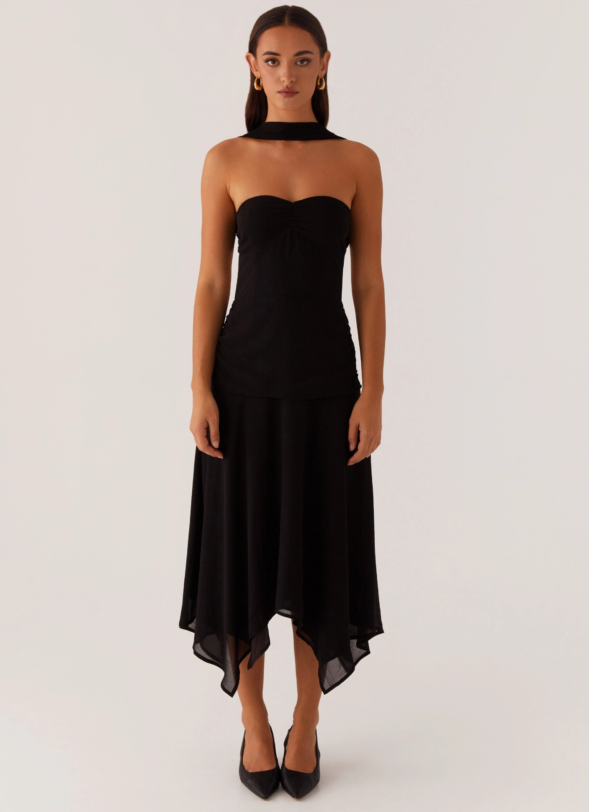 Luxe Wear Leto Chiffon Midi Dress - Black