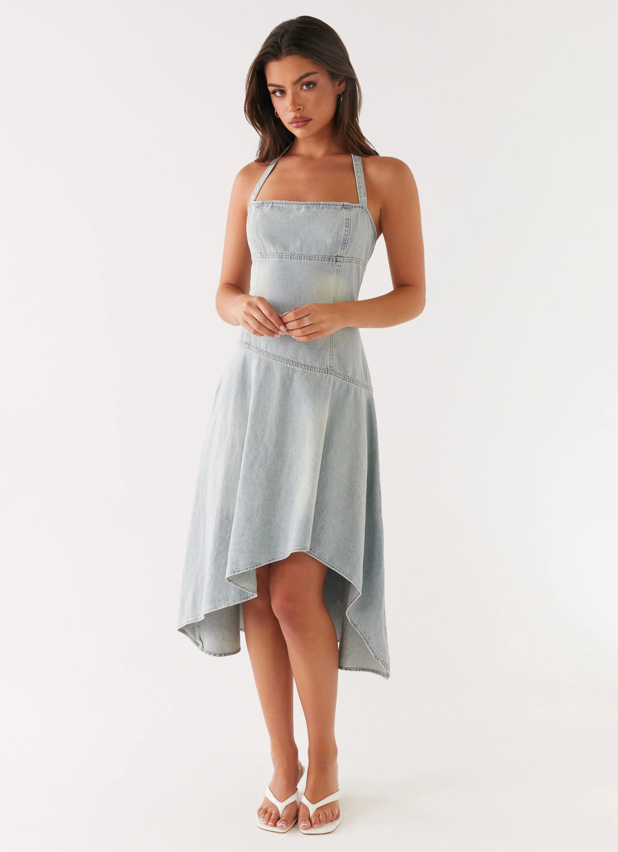 Tanisha Denim Midi Dress - Washed Blue Inclusive Fit