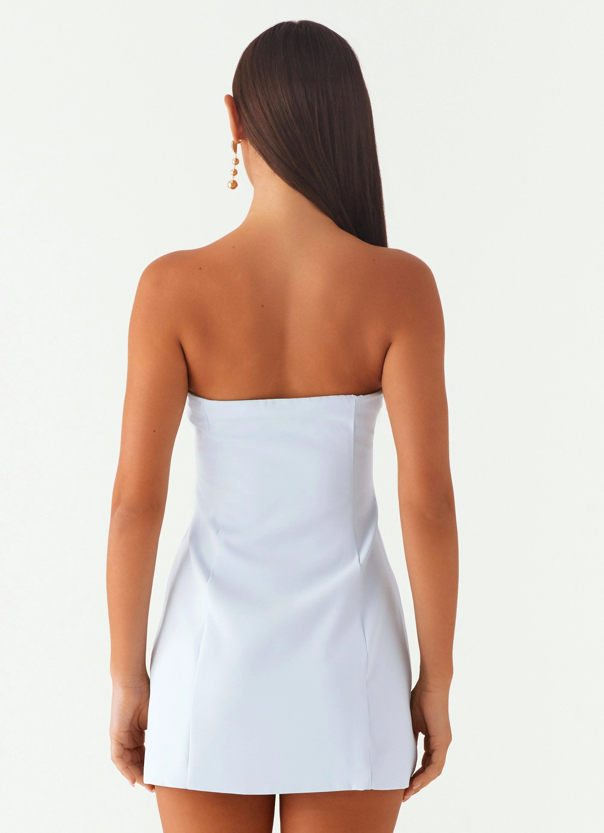 Ayanna Strapless Mini Dress - Blue Square Neck