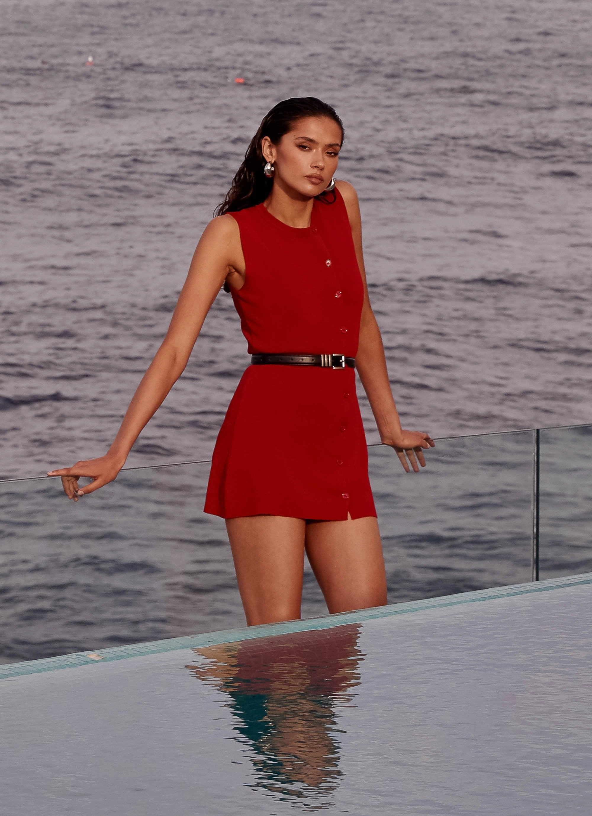 Not One Time Knit Mini Dress - Red London Cool