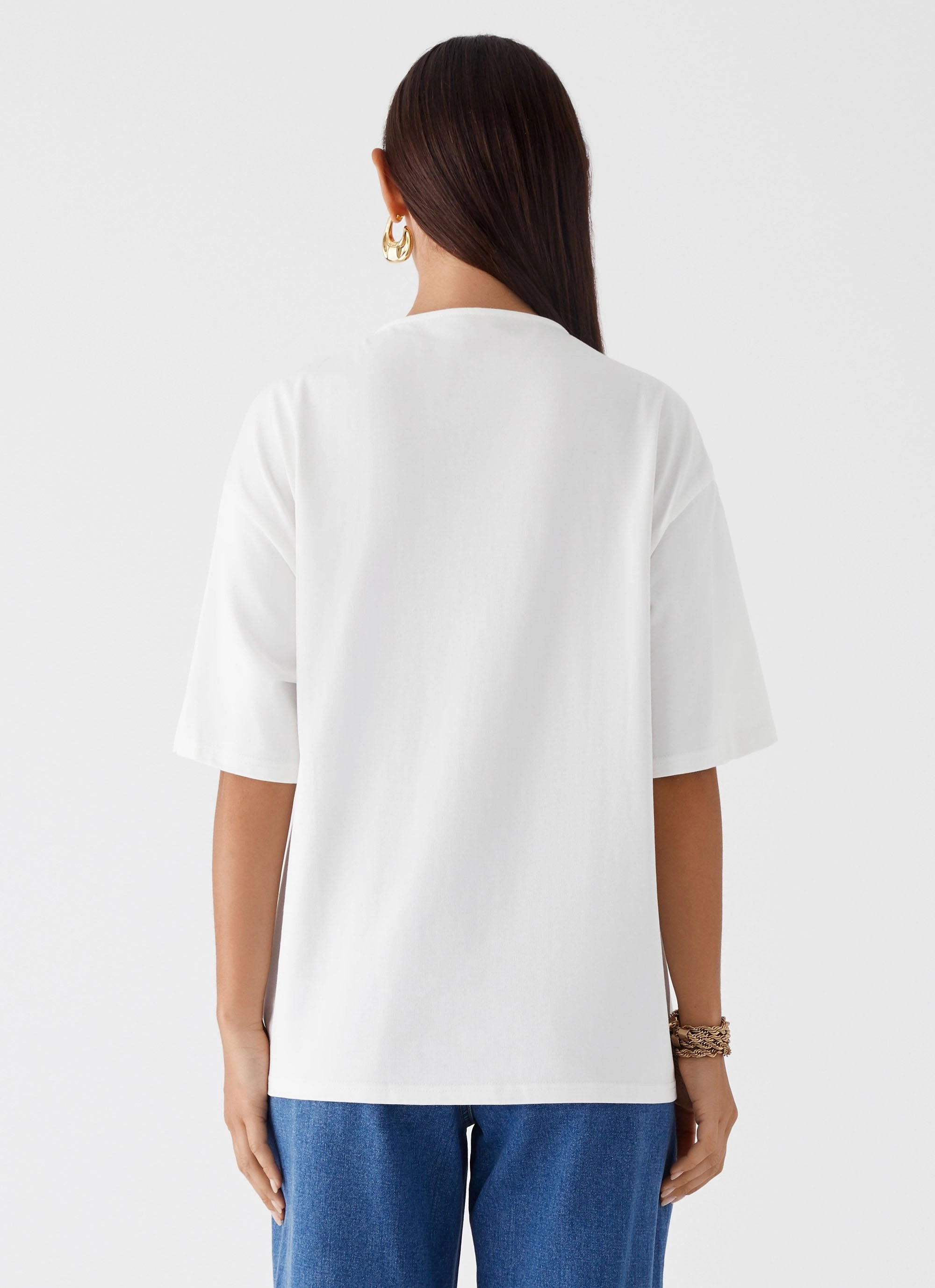 Orena Twist T-Shirt - White Hybrid Fabric Blend