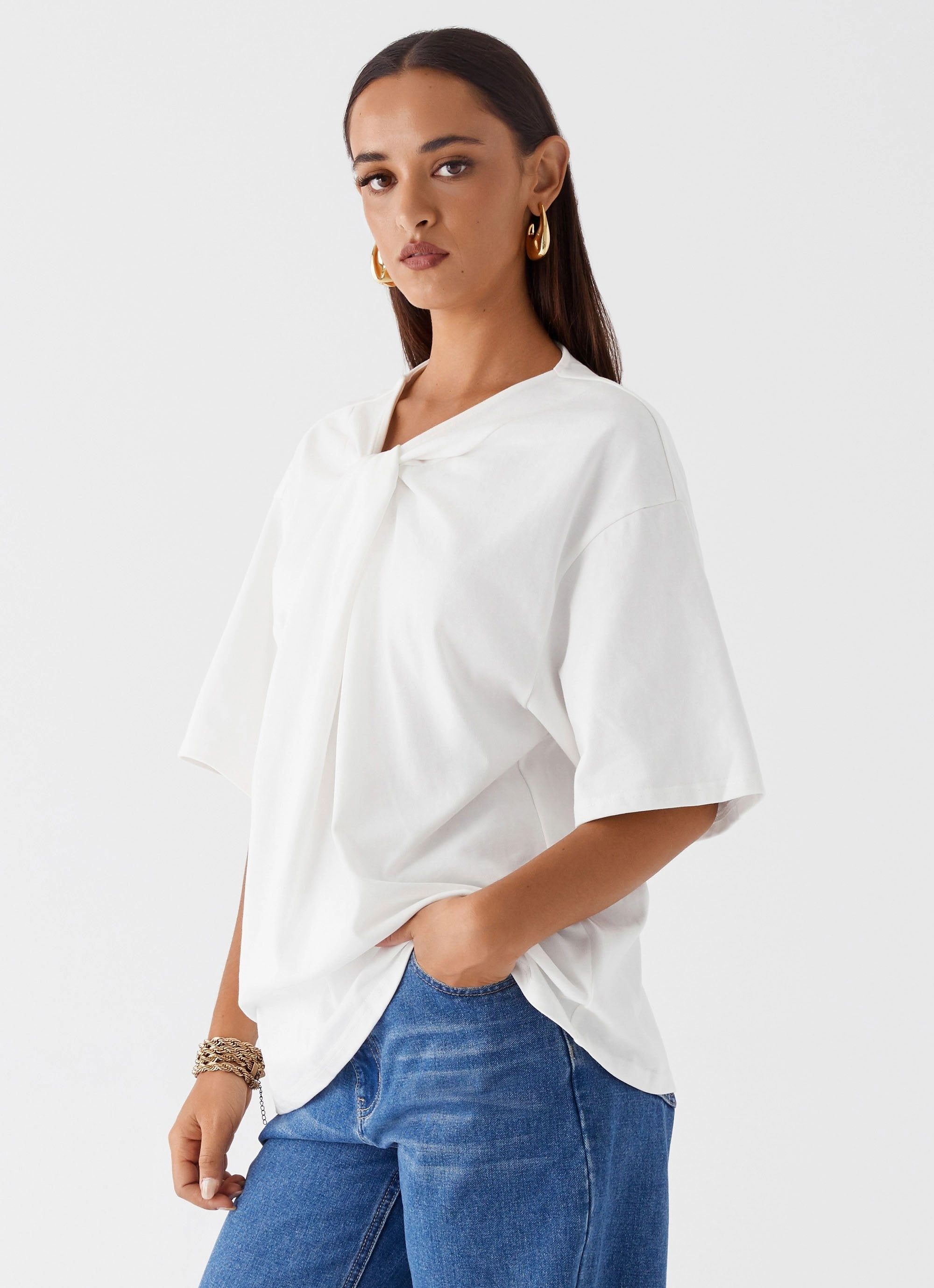 Temperature Regulating Fabric Orena Twist T-Shirt - White