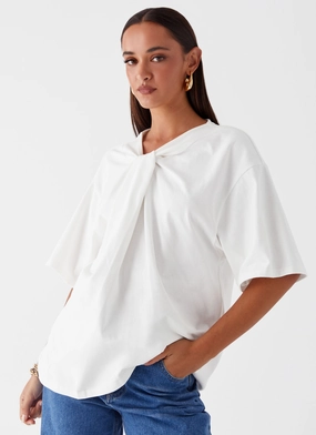 Orena Twist T-Shirt - White Reinforced Stitching NonRestrictive