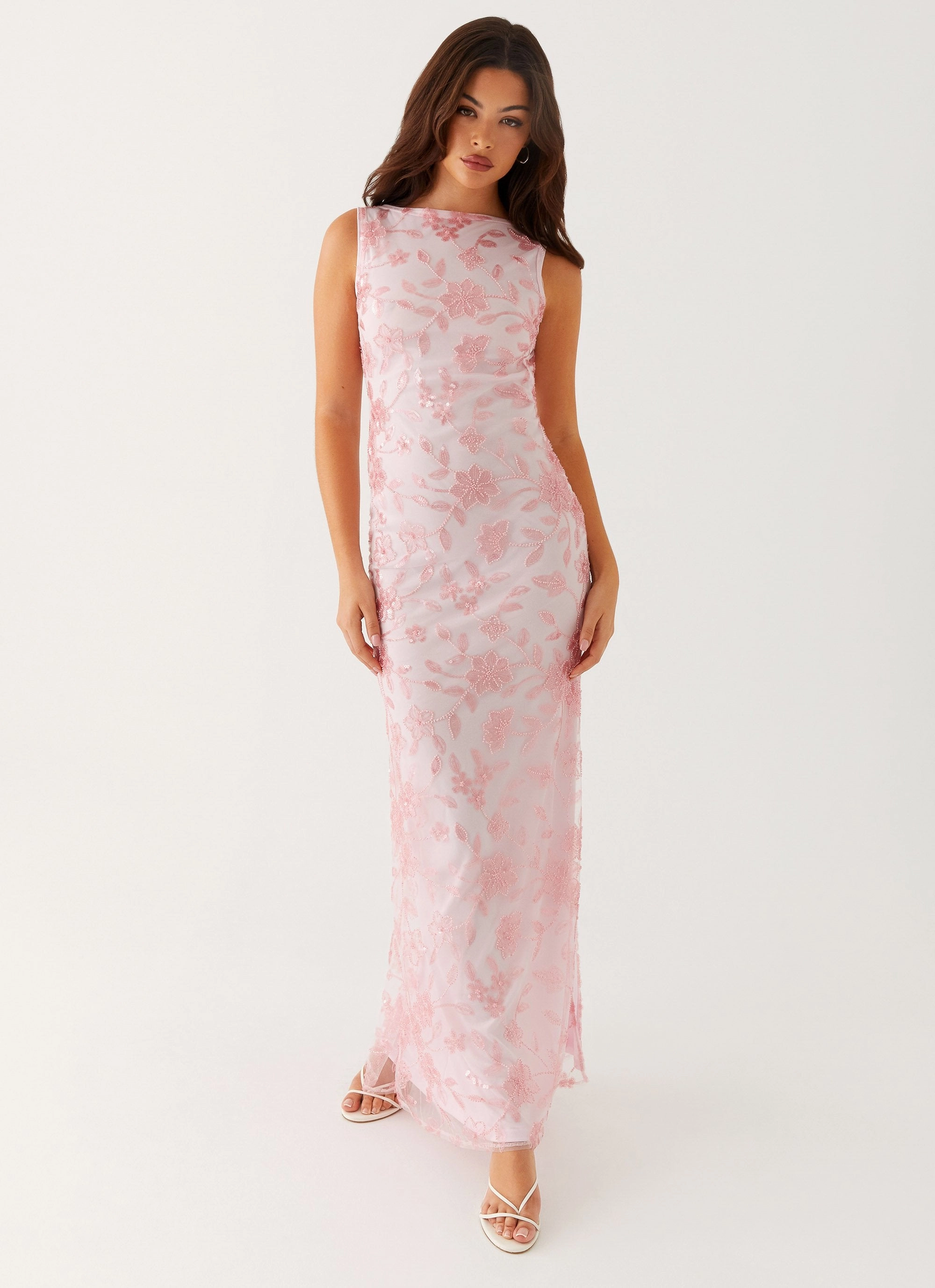 Moorey High Neck Maxi Dress - Pink Timeless Soft
