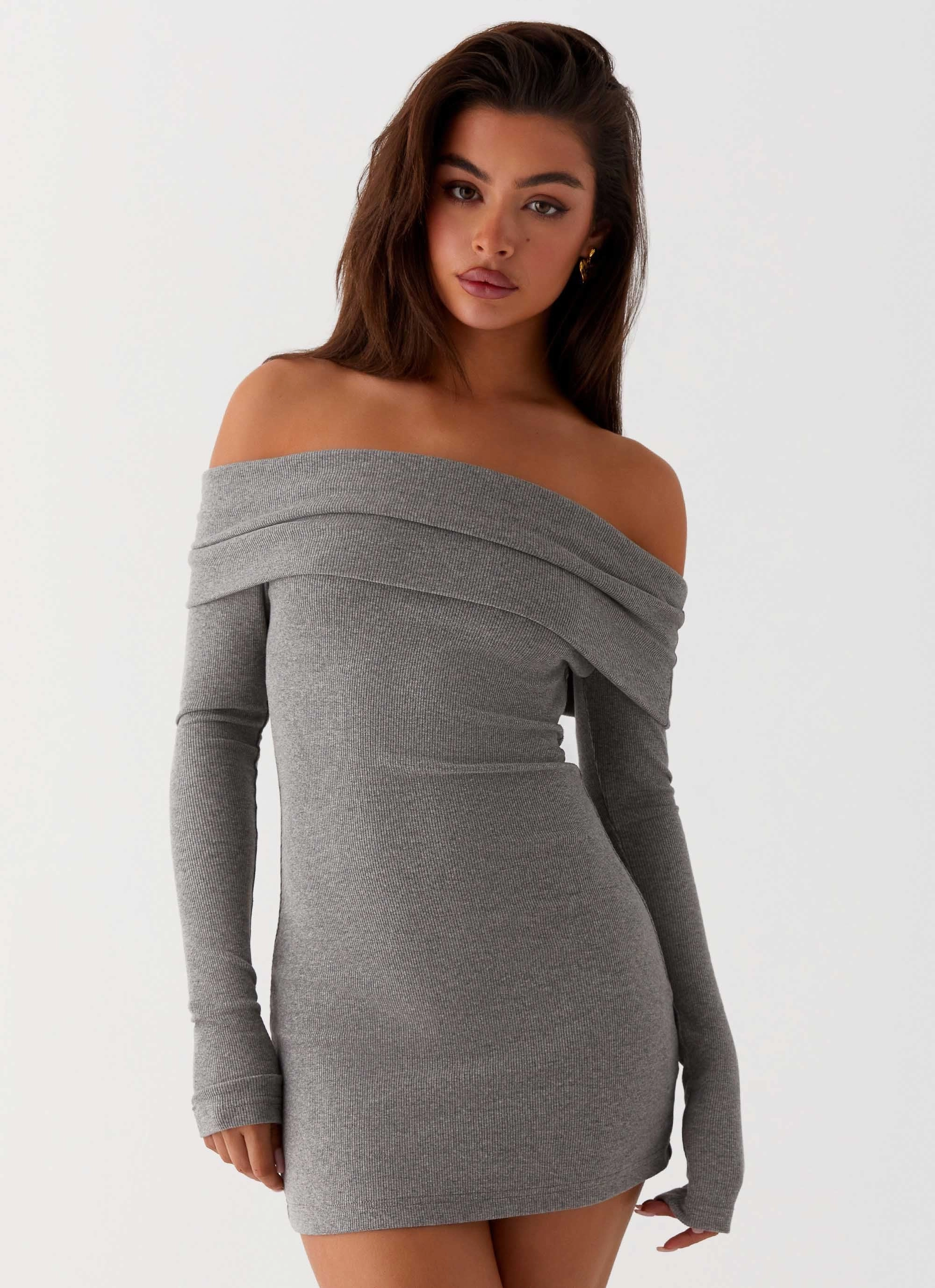 Tanzia Knit Mini Dress - Charcoal Smart Edge Balanced Light