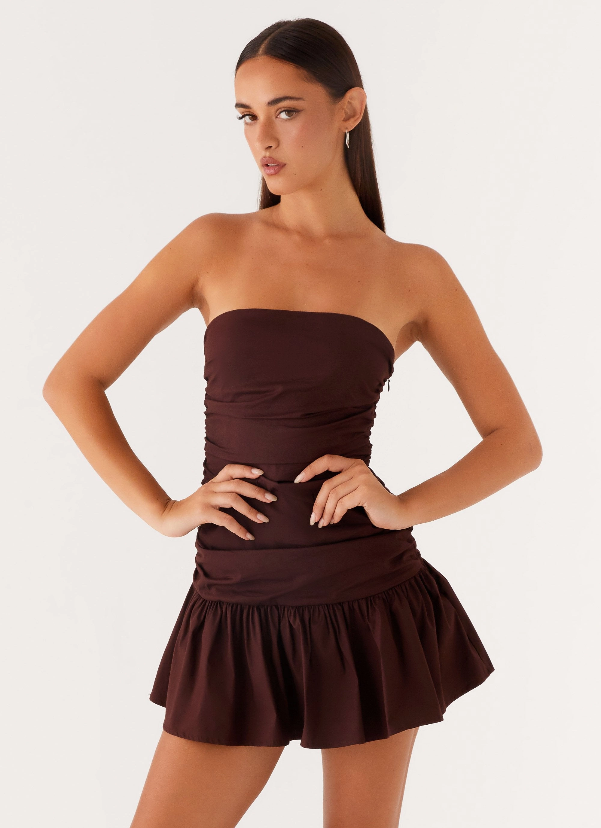 Formal Outfit Resort Vibes Carmel Mini Dress - Chocolate