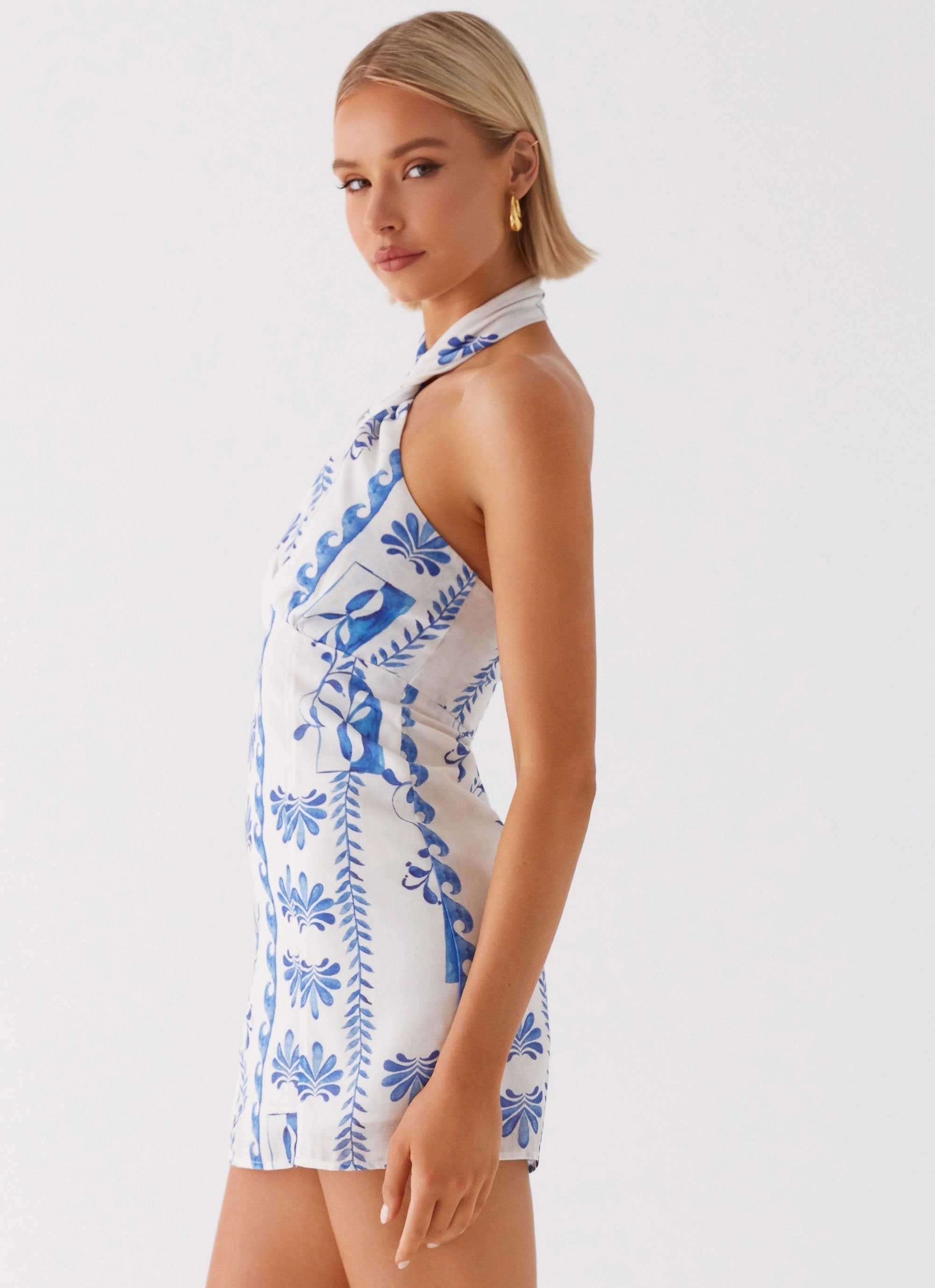 Inclusive Fit Easy Match Sabine Linen Mini Dress - Floral Wave