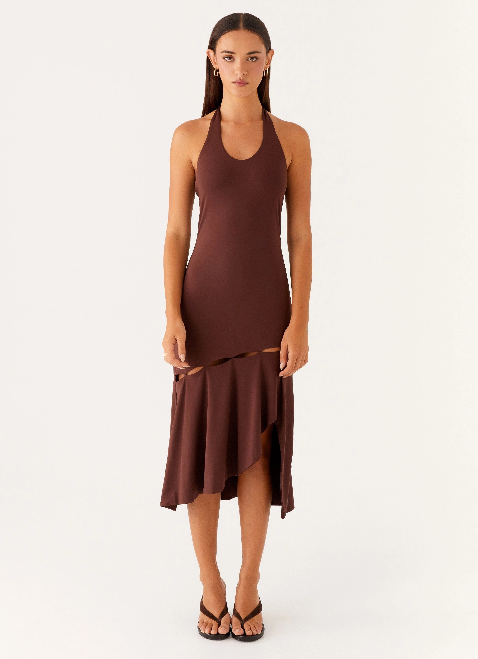 Fast Times Midi Dress - Chocolate Cool Structure Wrap Charm