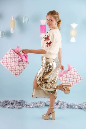 Soft Stretch Fear Nothing Sequin Midi Skirt