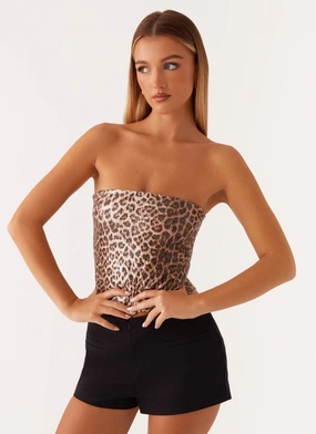 Feeling Fierce Sequin Tube Top - Leopard Sequin FlexFoamInserts Classic Crew Neck
