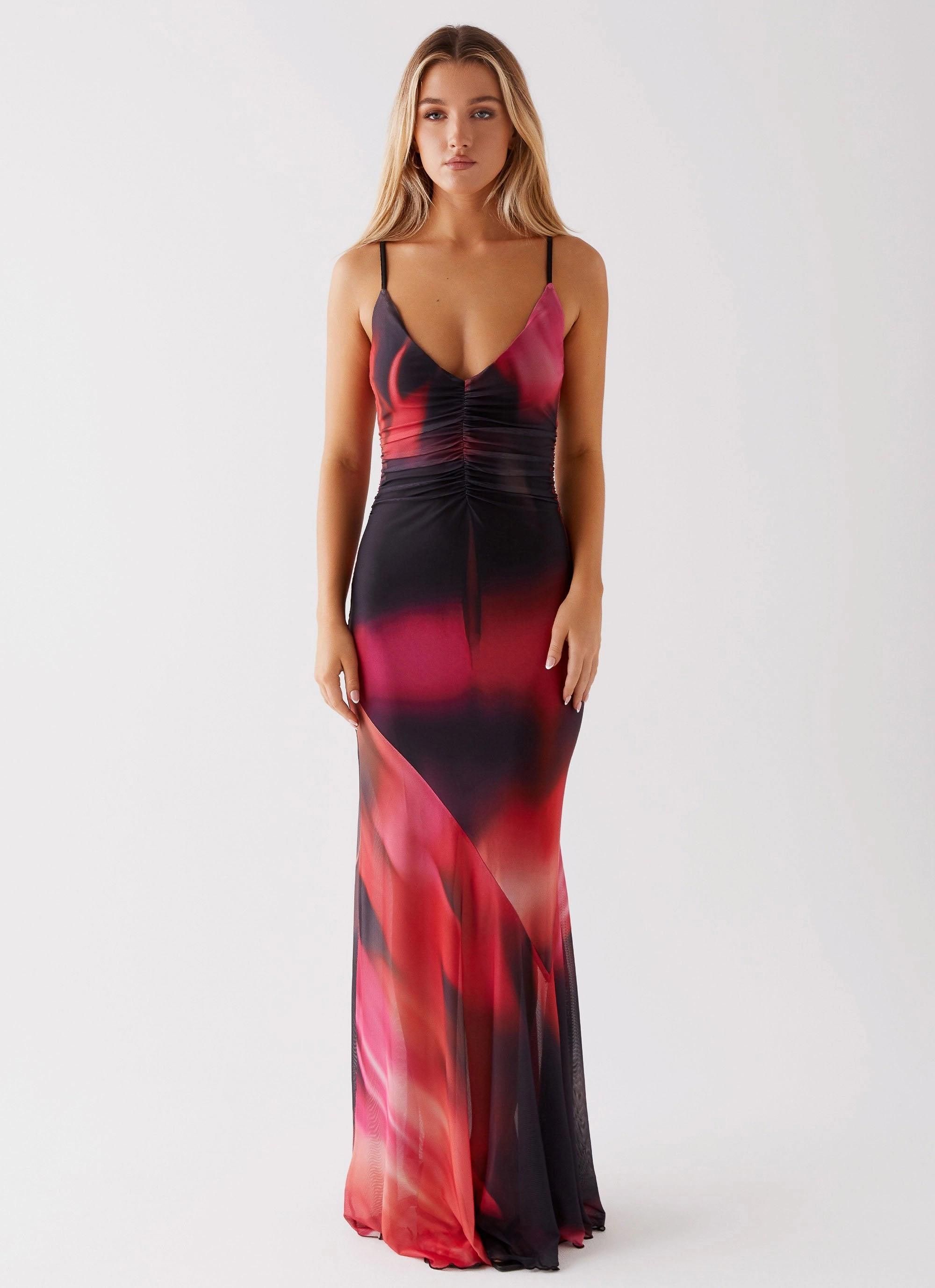 Charley Maxi Dress - Pink Print Ruffle-Detail Chill Style