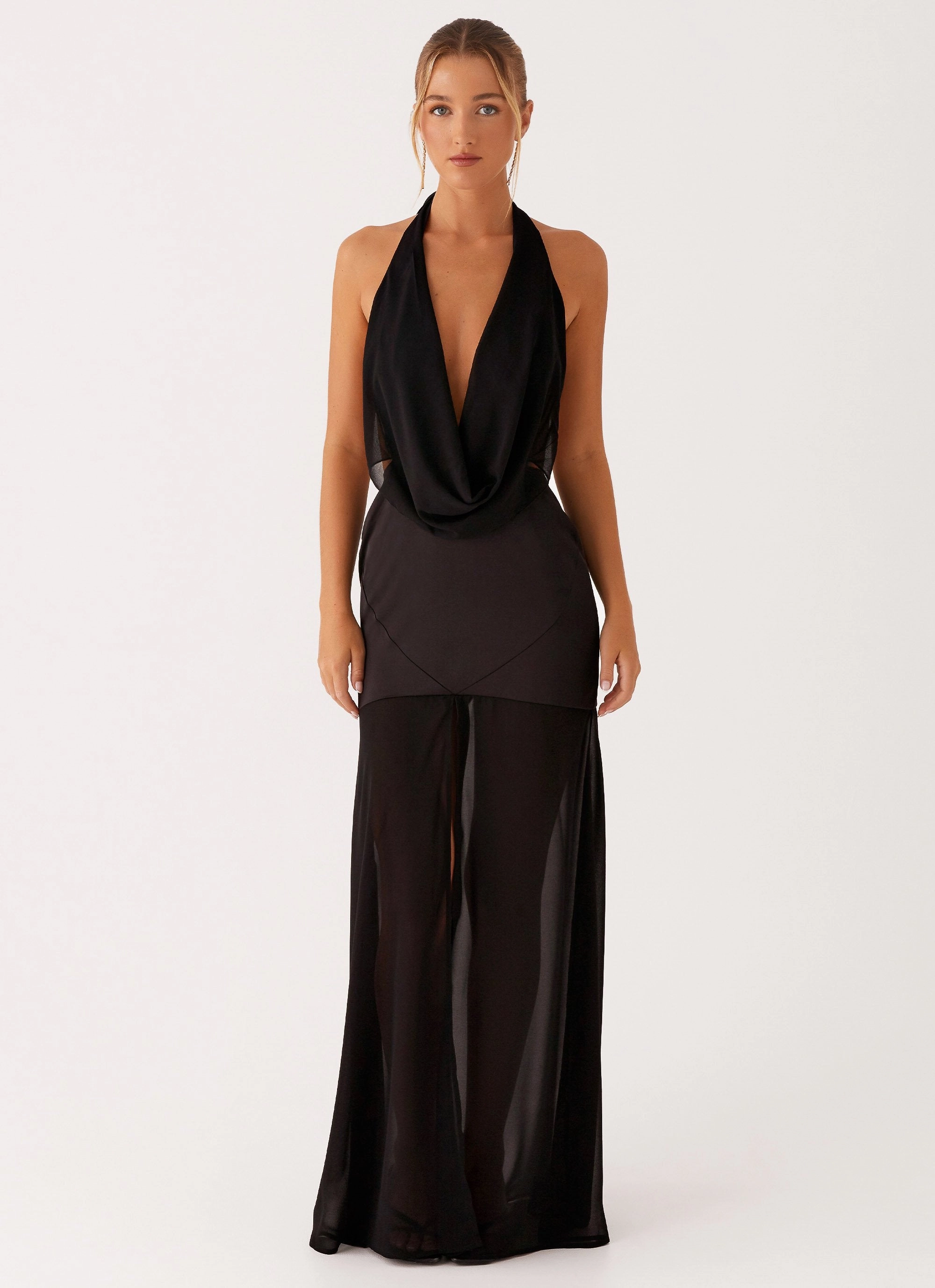 Fenella Maxi Dress - Black Bold Patterns Perfect Waistband