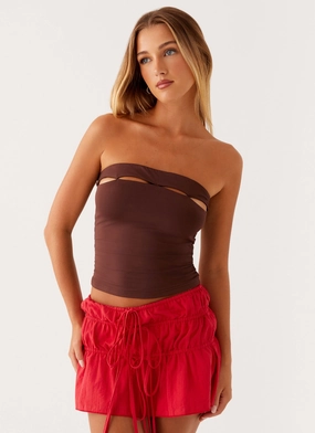 Fia Tube Top - Chocolate Adjustable Shoulder Straps