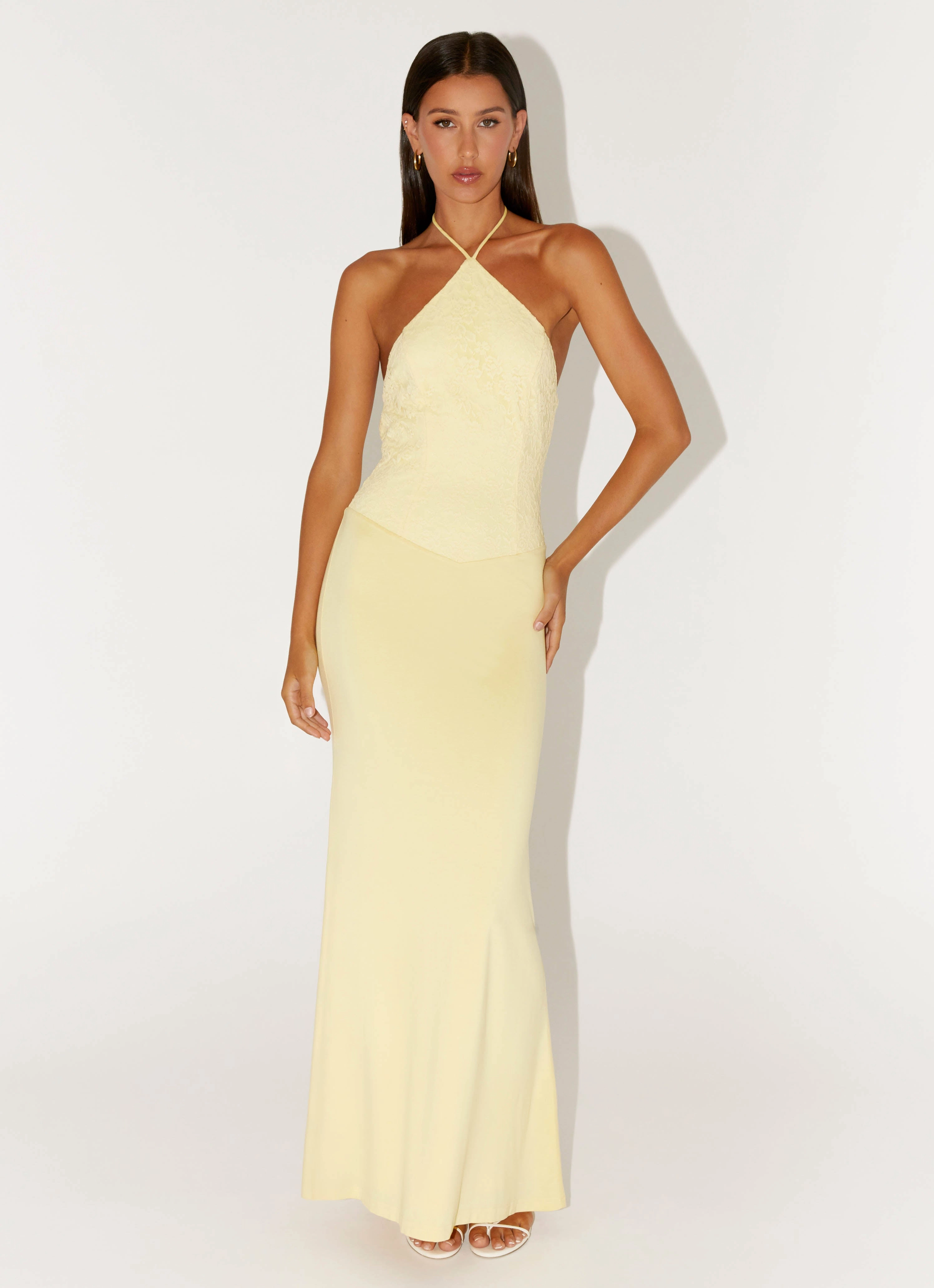 Fiesta Halter Maxi Dress - Sunny Yellow Grace Color