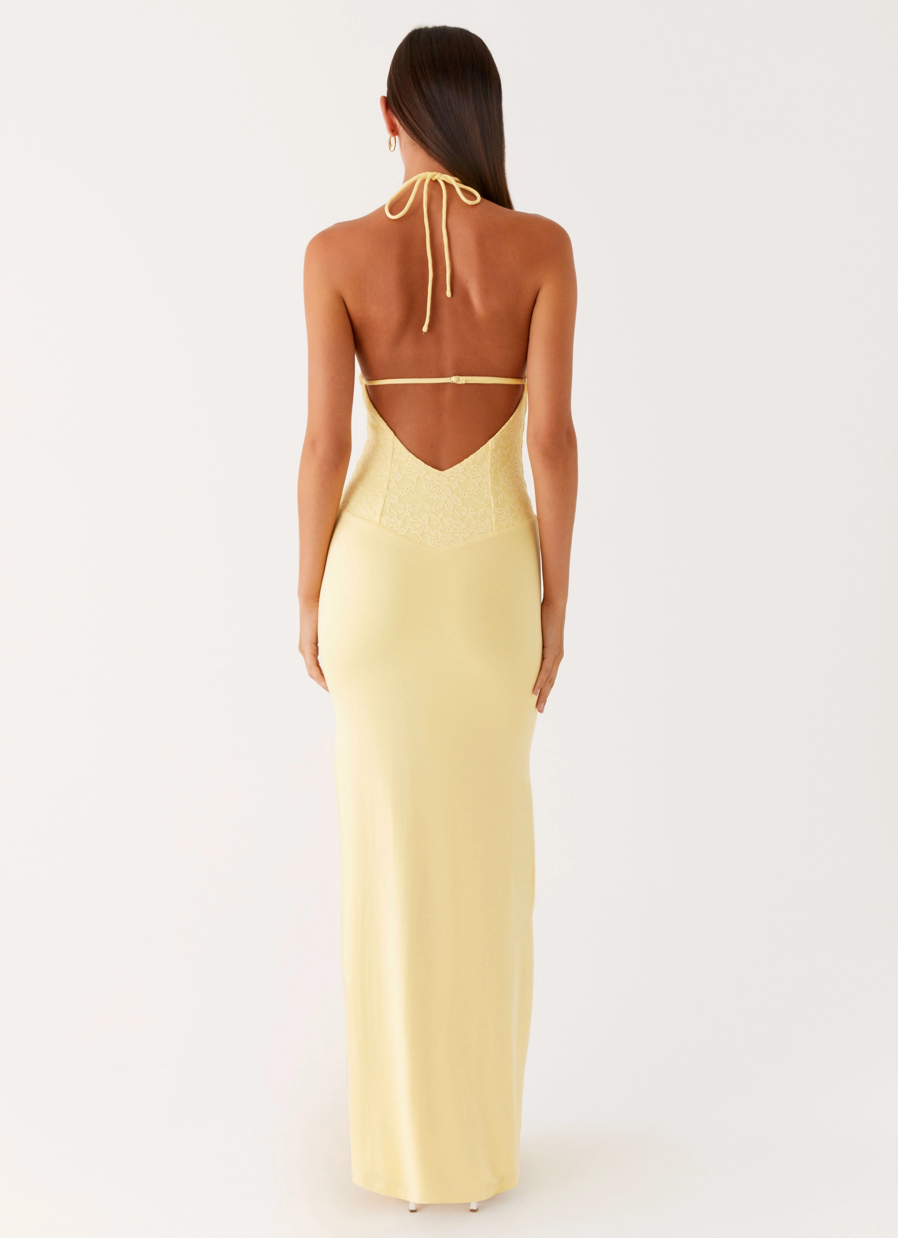Fiesta Halter Maxi Dress - Sunny Yellow Dance-Party Chilly Weather Comfort