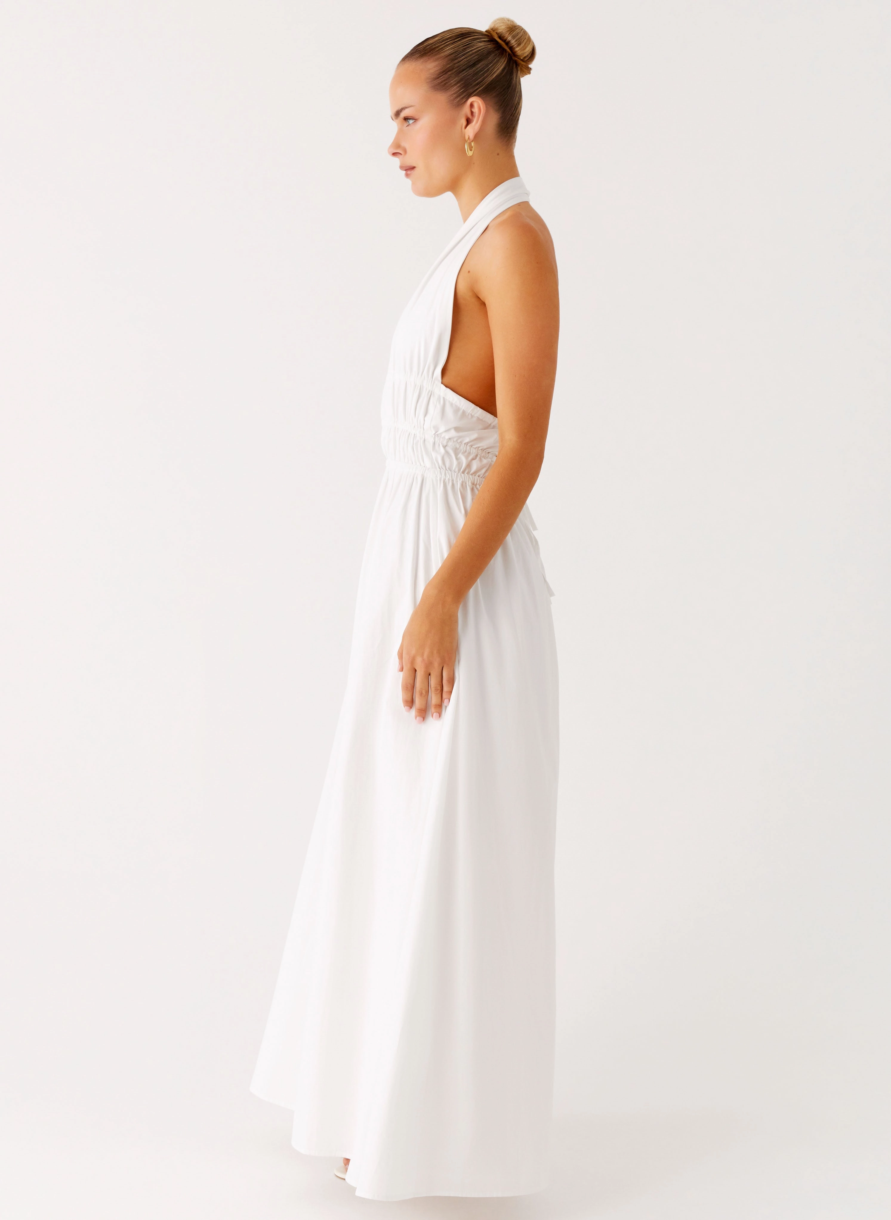 Figaro Halter Maxi Dress - White confident look All-day Comfort