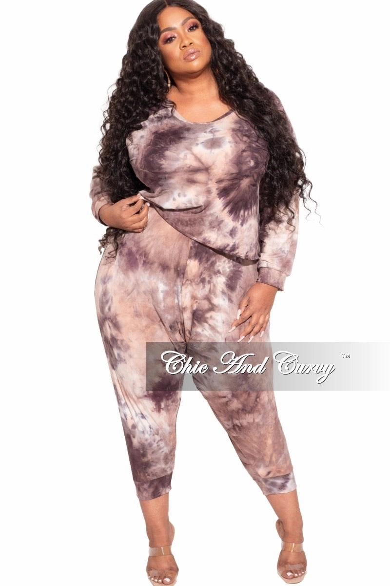 Relaxed Look LightweightWeave Final Sale Plus Size 2-Piece Harem Pants Set in Purple Tie Dye