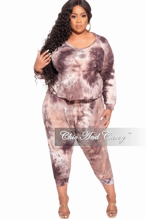 Layer Comfort Durable Wear Final Sale Plus Size 2-Piece Harem Pants Set in Purple Tie Dye
