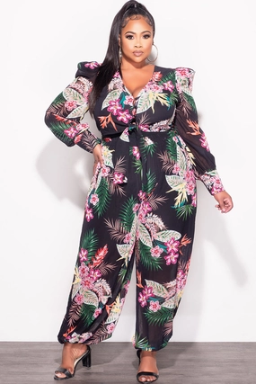 Final Sale Plus Size 2pc Chiffon Blouse and Pant Set Floral Print Sporty Fit Design Comfortable Fashion