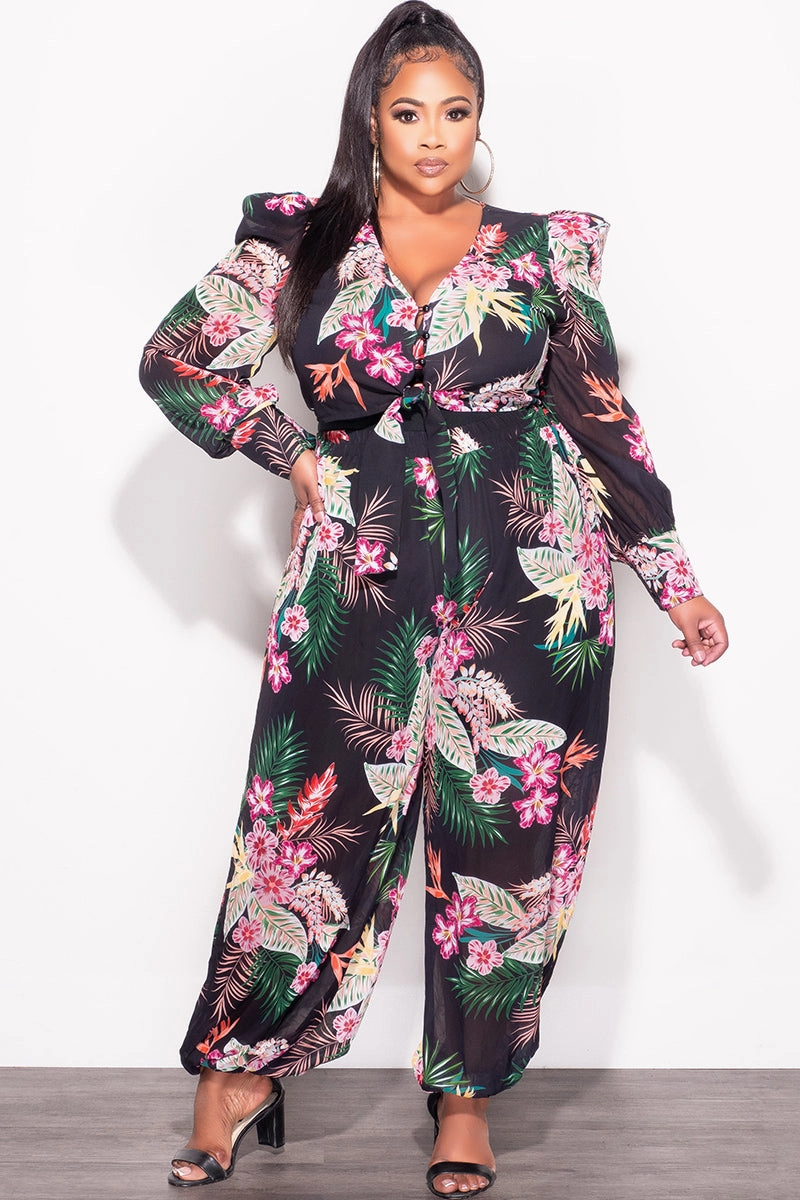 Final Sale Plus Size 2pc Chiffon Blouse and Pant Set Floral Print Sporty Fit Design Comfortable Fashion