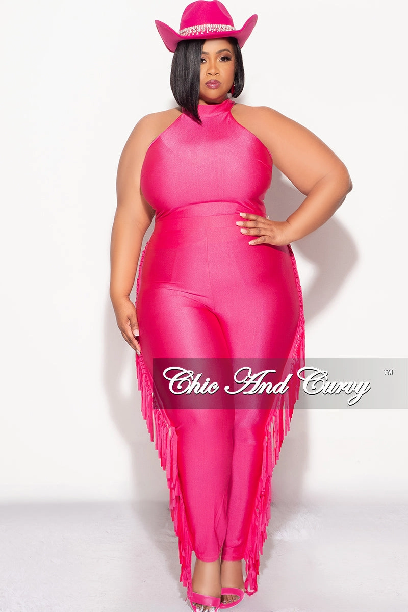 Final Sale Plus Size 2pc Fringe Legging Set with Crop Top in Fuchsia Comfy All-Day RecyclablePackaging