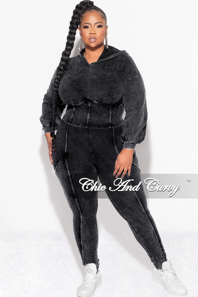 Functional Fashion Final Sale Plus Size 2pc Hooded Top and Set in Black