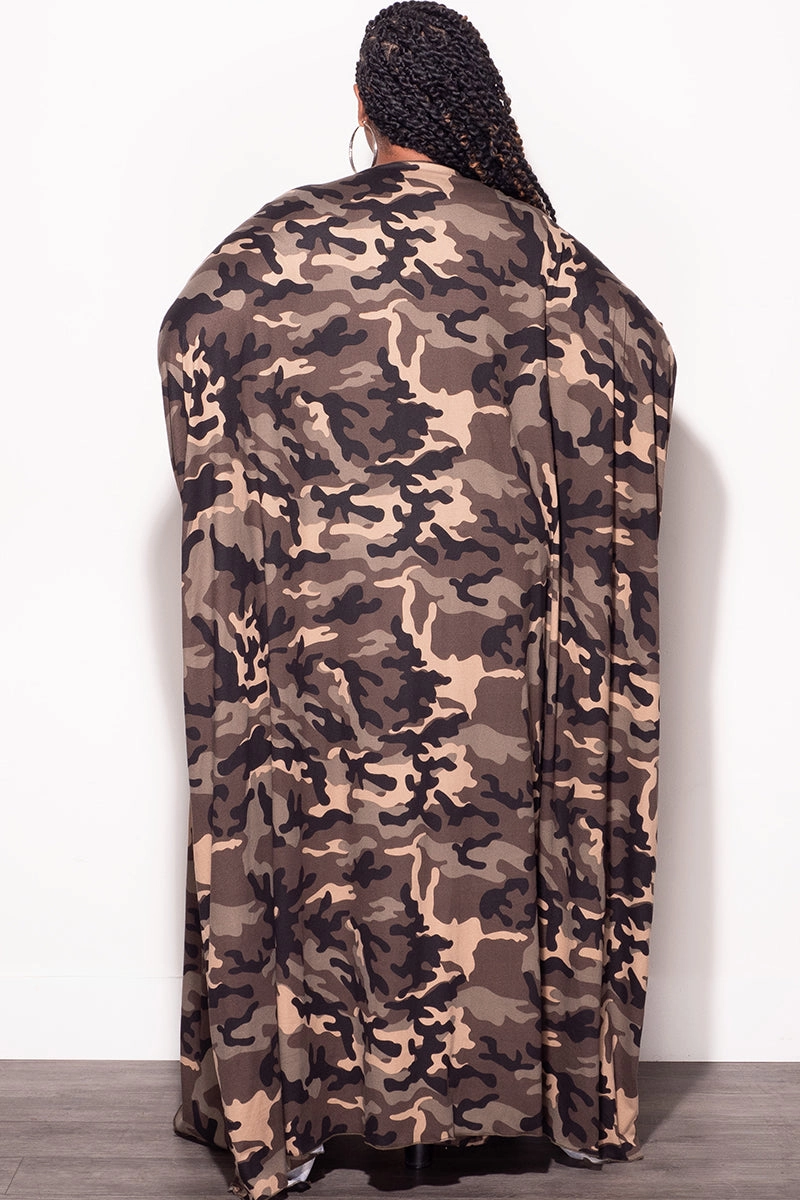 Soft and Light Final Sale Plus Size 2pc Kaftan and Pants Set in Camo
