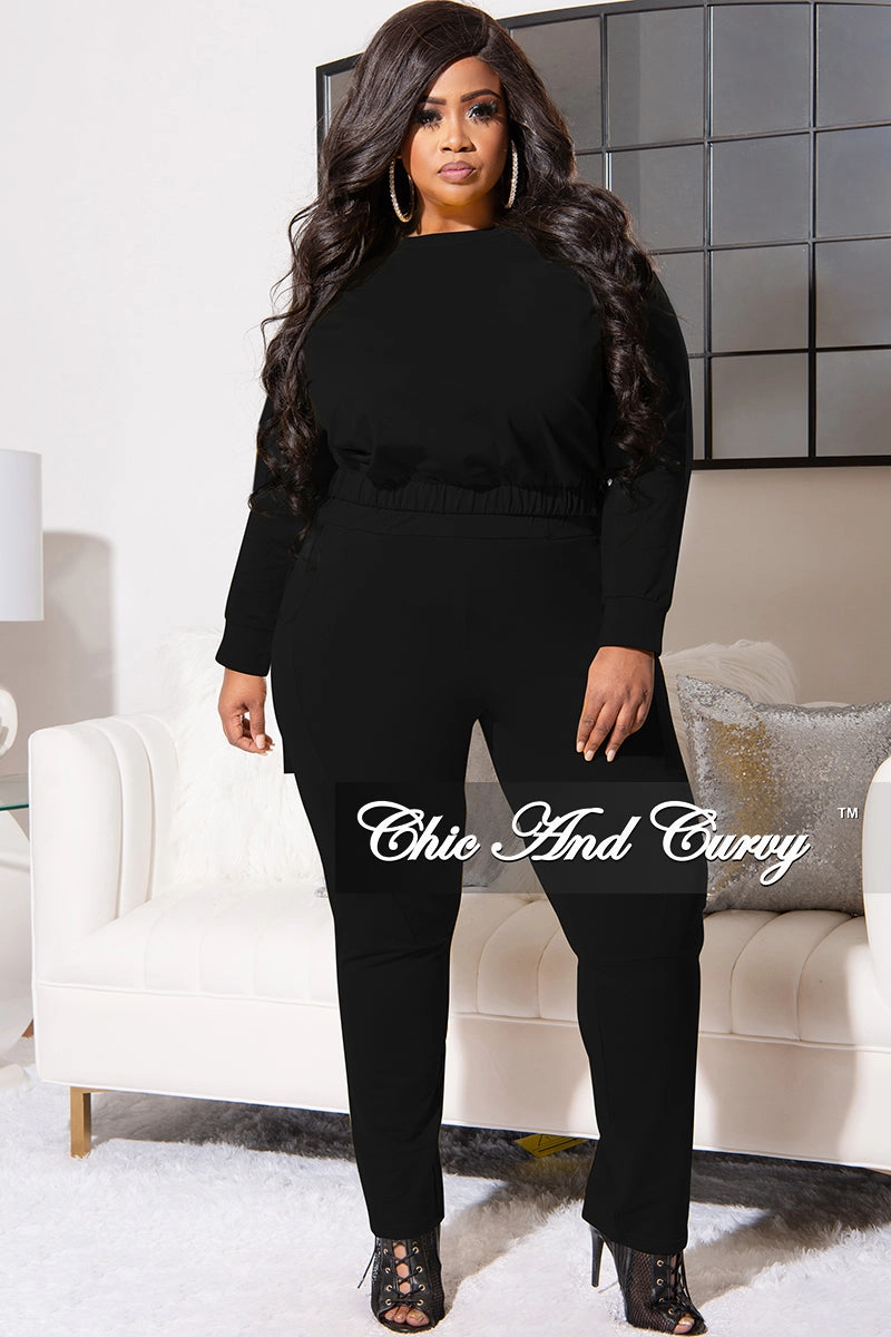 Versatile Layering Core Cut Final Sale Plus Size 2pc Lounge Set in Black