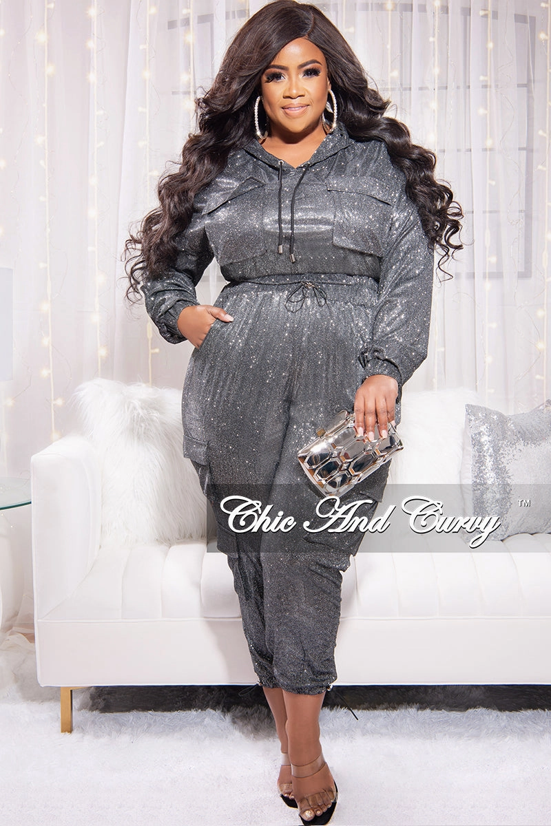 Comfort Stretch Final Sale Plus Size 2pc Set in Grey Shimmer Fabric