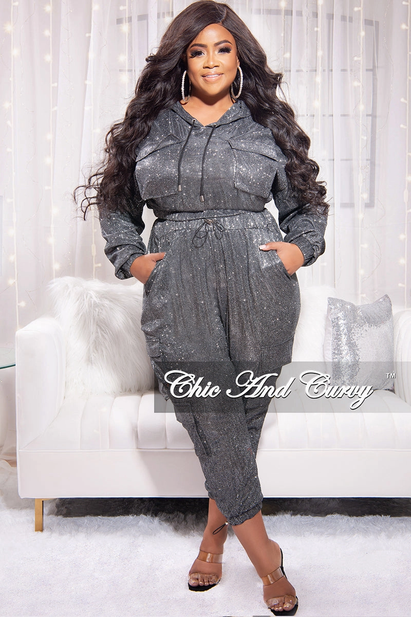 Cozy Essentials Street Ready Final Sale Plus Size 2pc Set in Grey Shimmer Fabric