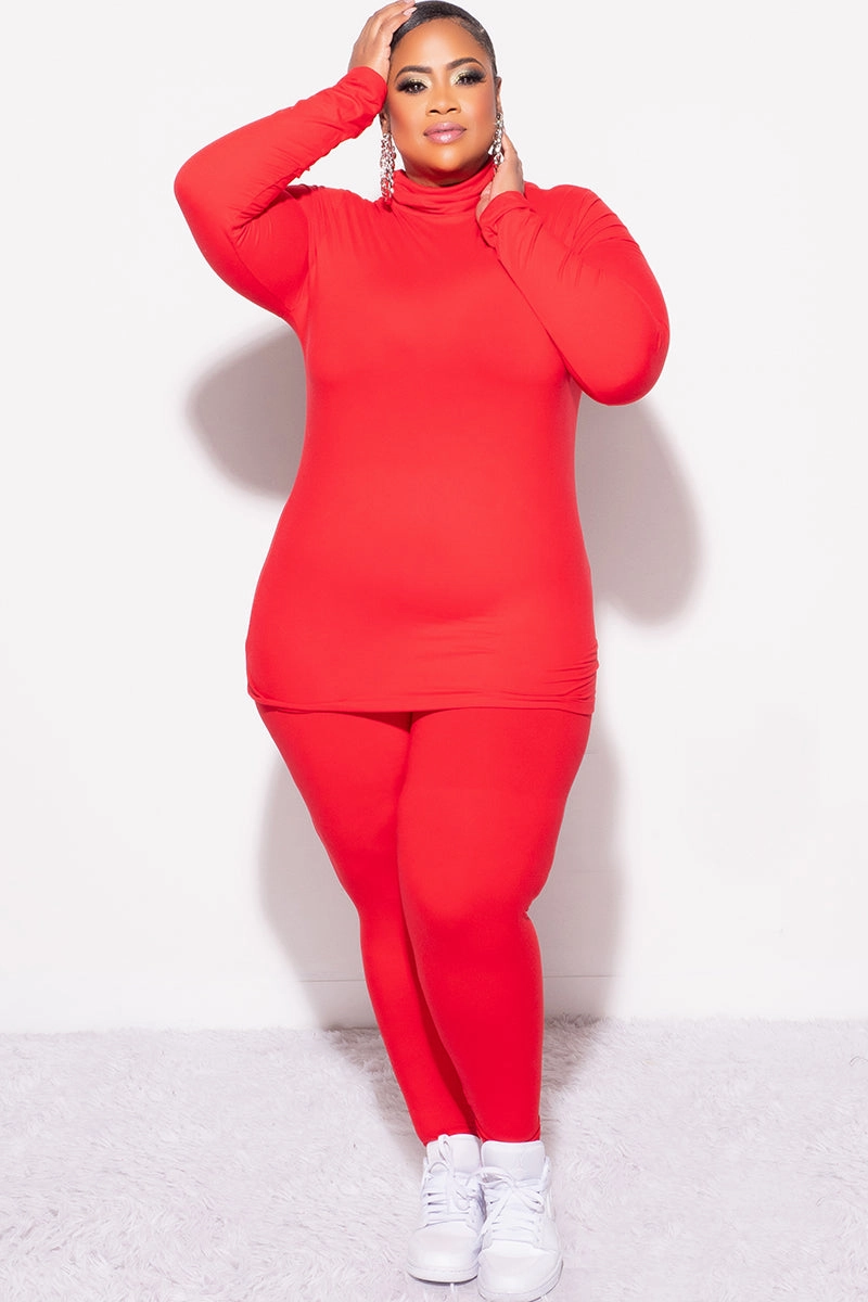Final Sale Plus Size 2pc Set Turtleneck & Legging in Ruby Commuter Fit Adjustable loop