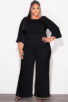Final Sale Plus Size 2pc Top and Pants Set in Black Linen Easy Comfort Relaxed Design Wear