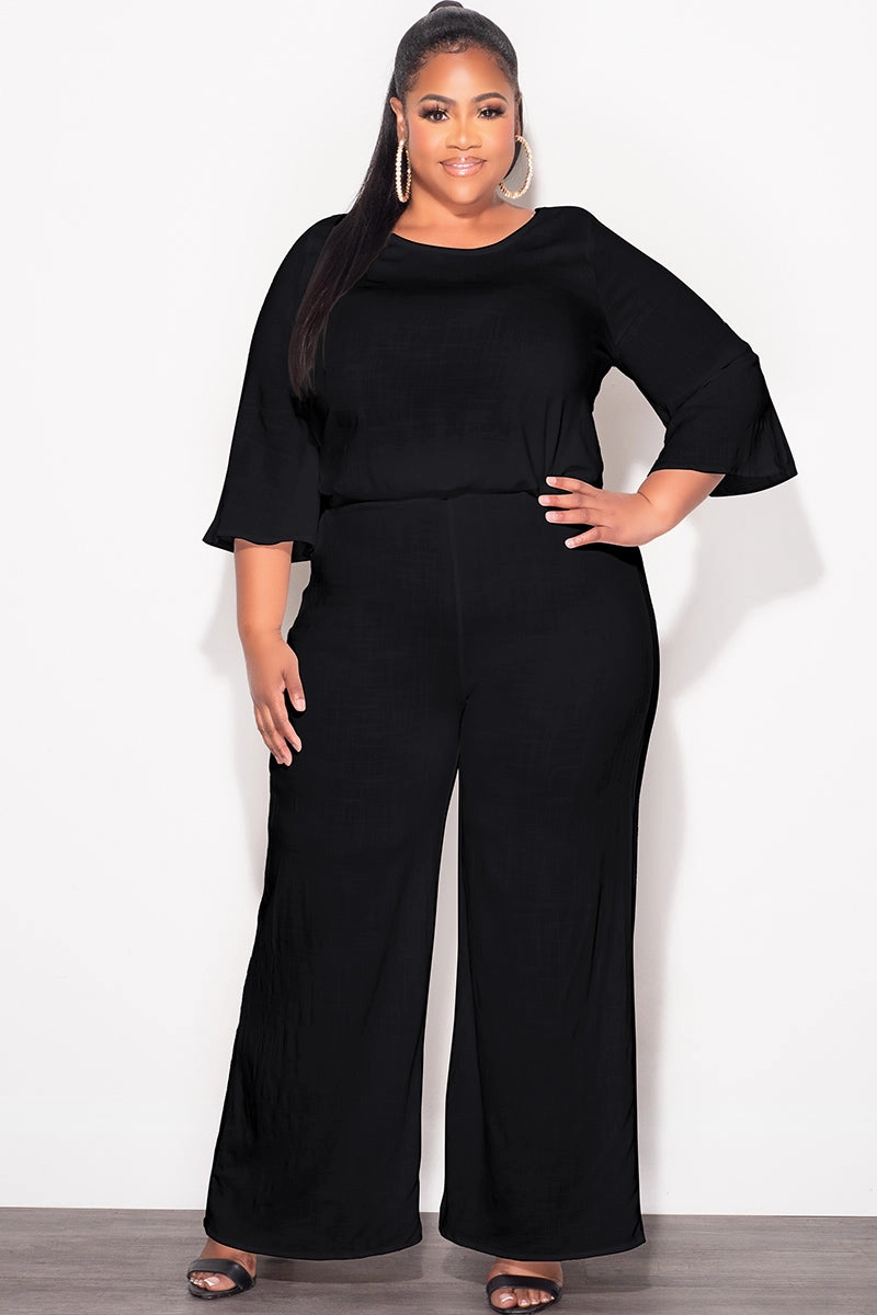 Final Sale Plus Size 2pc Top and Pants Set in Black Linen Easy Comfort Relaxed Design Wear