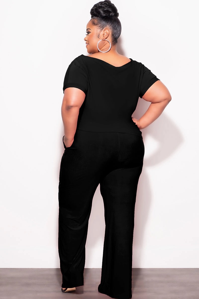Versatile Look Final Sale Plus Size 2pc Top and Pants Set in Black