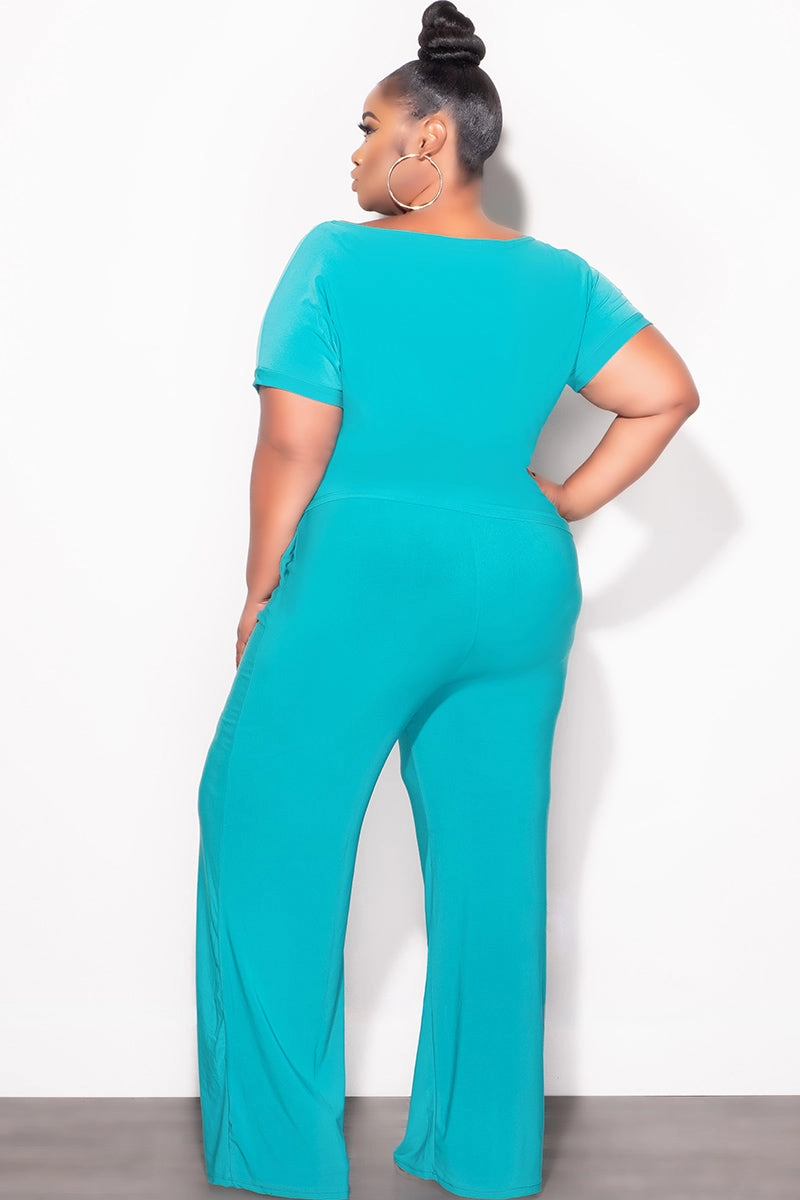 ripstop fabric Final Sale Plus Size 2pc Top and Pants Set in Dark Teal