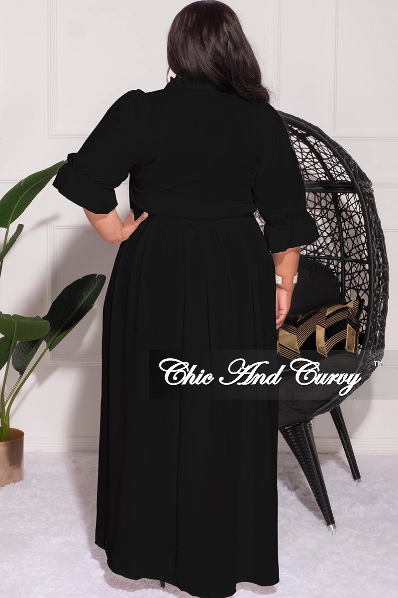 Final Sale Plus Size Balloon Sleeve Crop Top and Maxi Skirt Set in Black Core Fit Soft and Stretchy