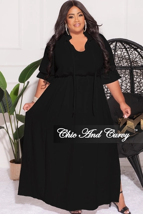 Final Sale Plus Size Balloon Sleeve Crop Top and Maxi Skirt Set in Black Light wash Flexible Durability