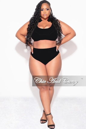 Tall Length Final Sale Plus Size Bikini Set in Black