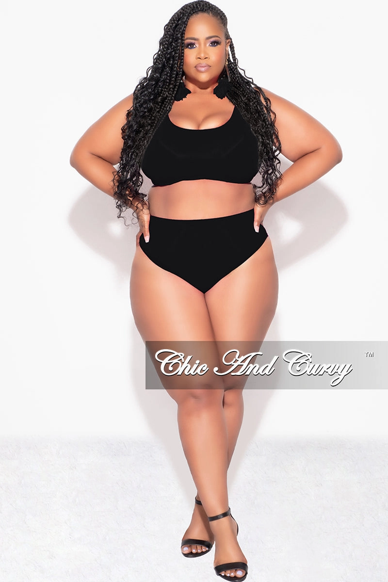Tall Length Final Sale Plus Size Bikini Set in Black
