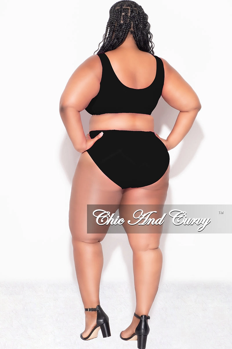 Essential Wear Comfortable Fit Wear Final Sale Plus Size Bikini Set in Black