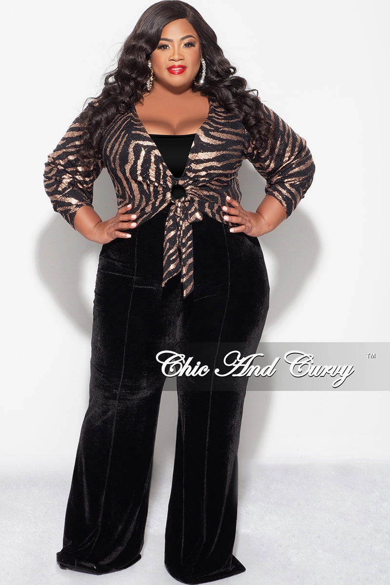 Yarn Dyed Pattern Cloth Final Sale Plus Size Crop Top with Cutout  in Black and Bronze Print