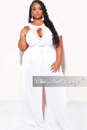 Light Fit Wear Comfort Stretch Final Sale Plus Size Mesh 3pc Set Top, Bralette, & Pant with Briefs in White