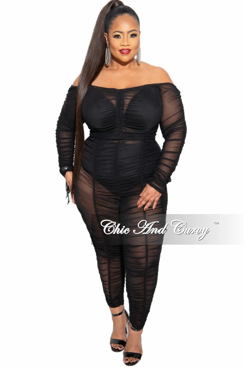 Final Sale Plus Size Mesh Set with Ruching Details TearResistantMaterial NonIrritatingSeams
