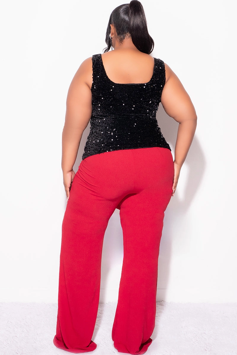 Low Profile Zipper Final Sale Plus Sleeveless Sequin Size Top in Black