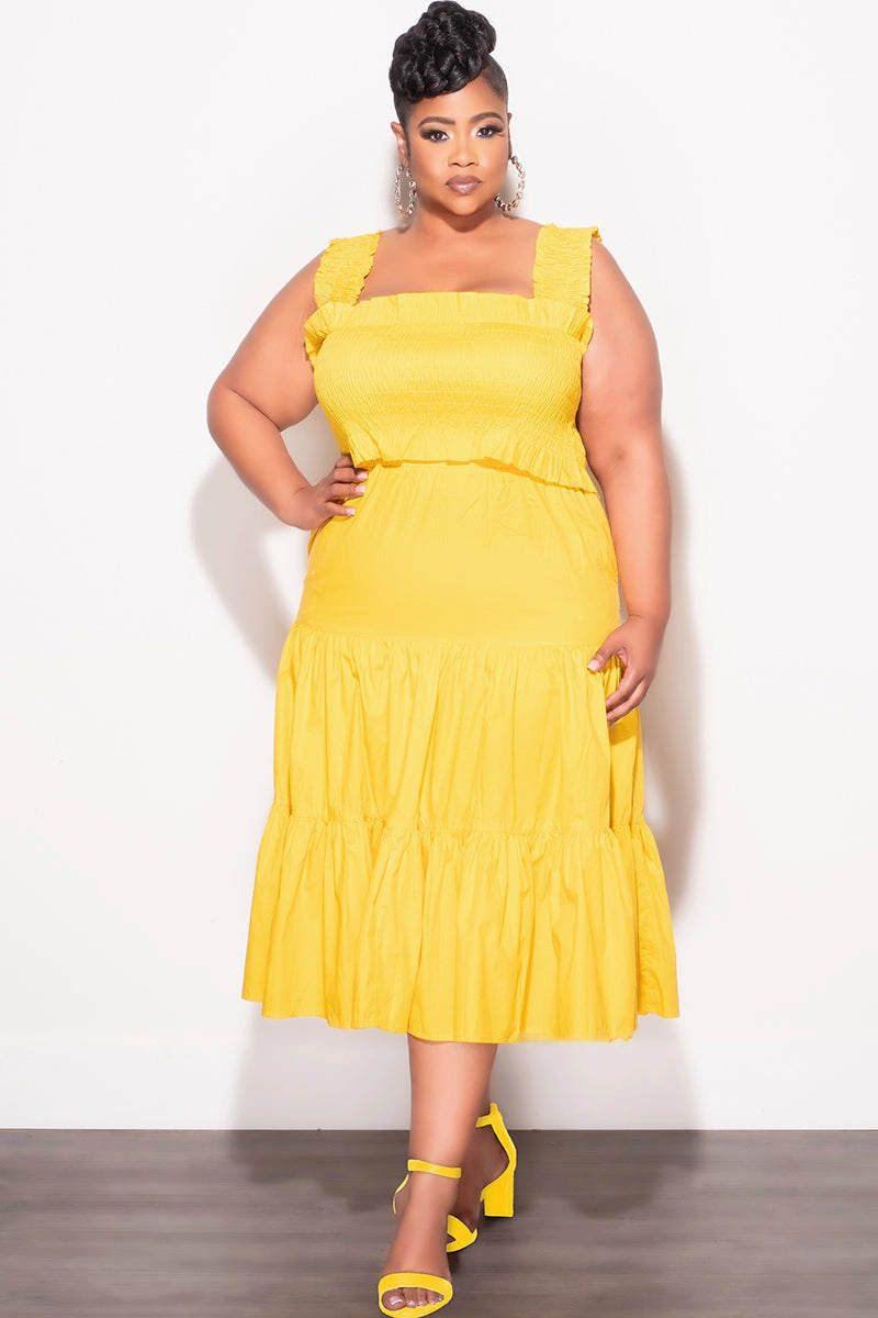 Structured fabric Final Sale Size 2pc Frill Crop Top and Maxi Skirt Set in Yellow
