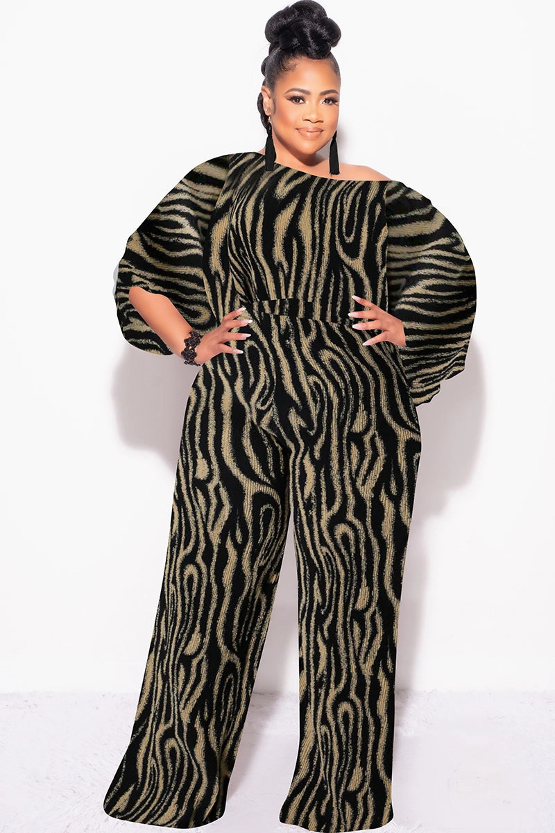 Daywear Final Size 2pc Pleated Off the Shoulder Top and Pants Set in Black and Tan