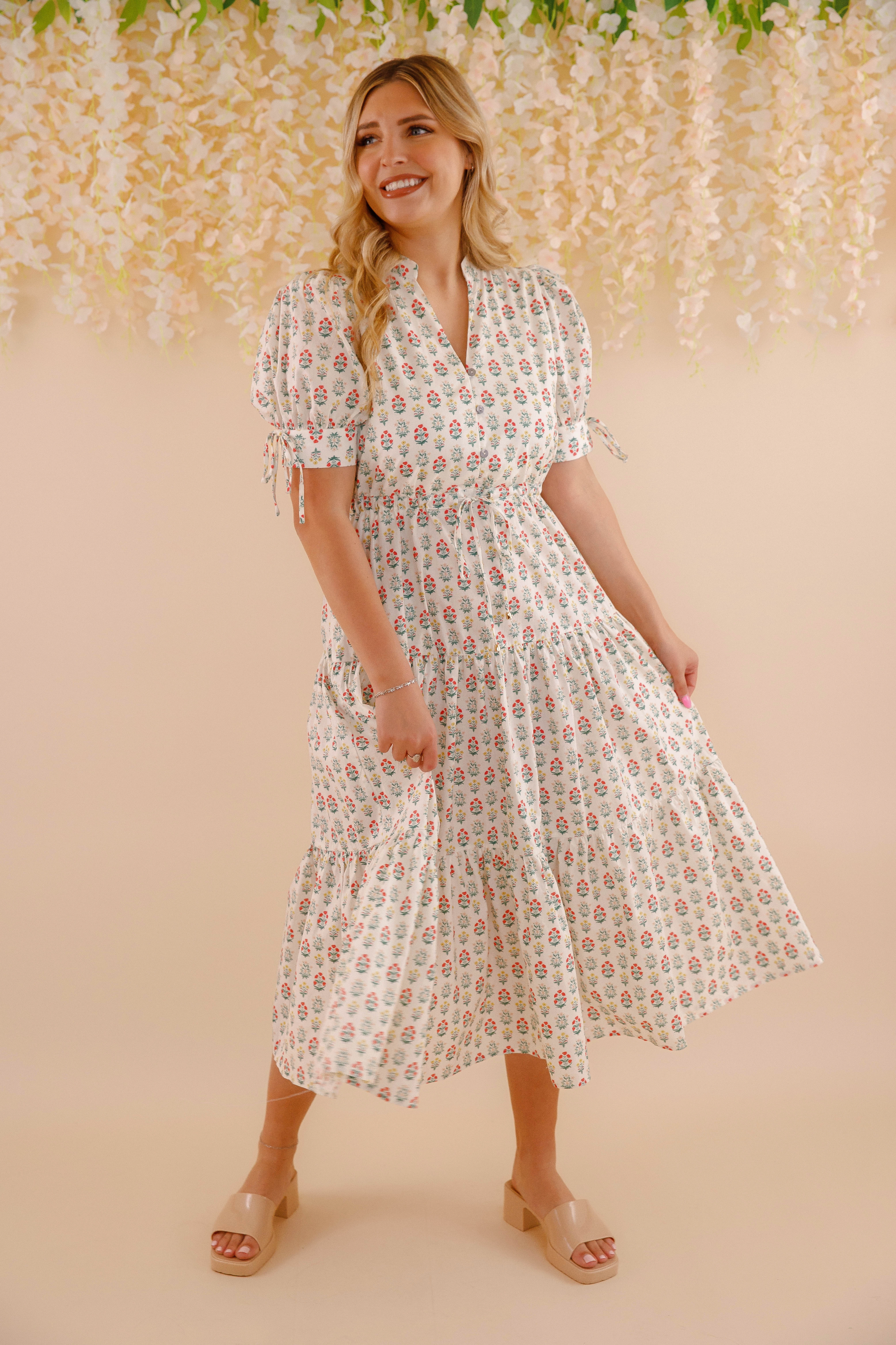 Finding My Balance Midi Dress Church Scene Flowy Layers