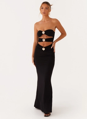Garden Scene Spring Style Save Me Maxi Dress - Black